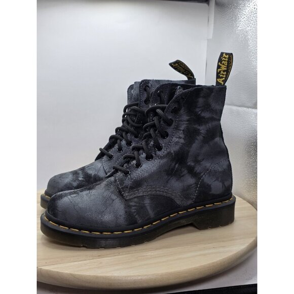 Dr. Martens 1460 Pascal Tie Dye Printed Suede Black 8 Eye Boots Women’s Size 6 - Picture 1 of 9